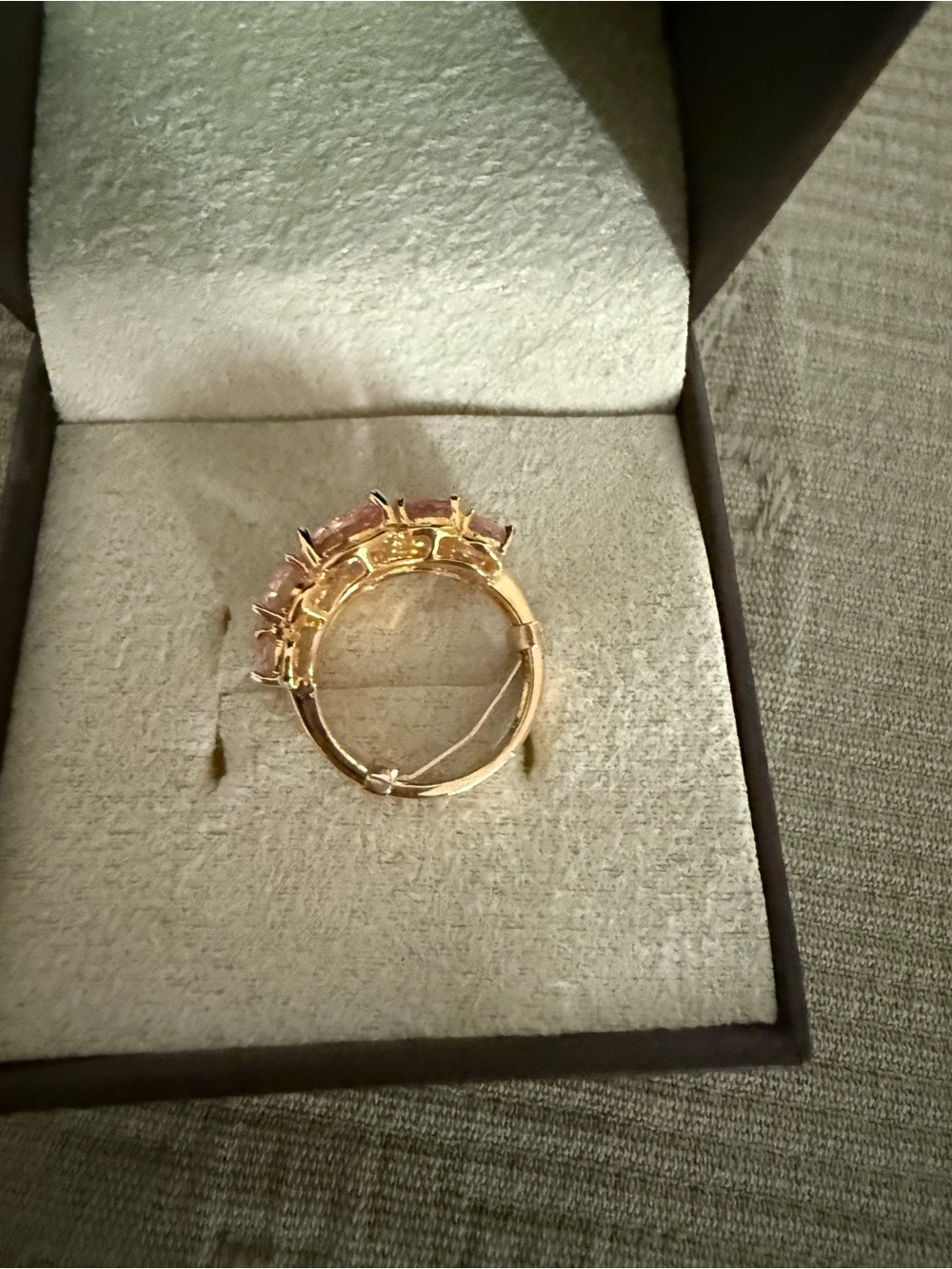 Lowest Price! 4.58KT Pink Topaz 5- Stone Ring in 18kt Gold over Sterling Silver - Picture 6 of 6